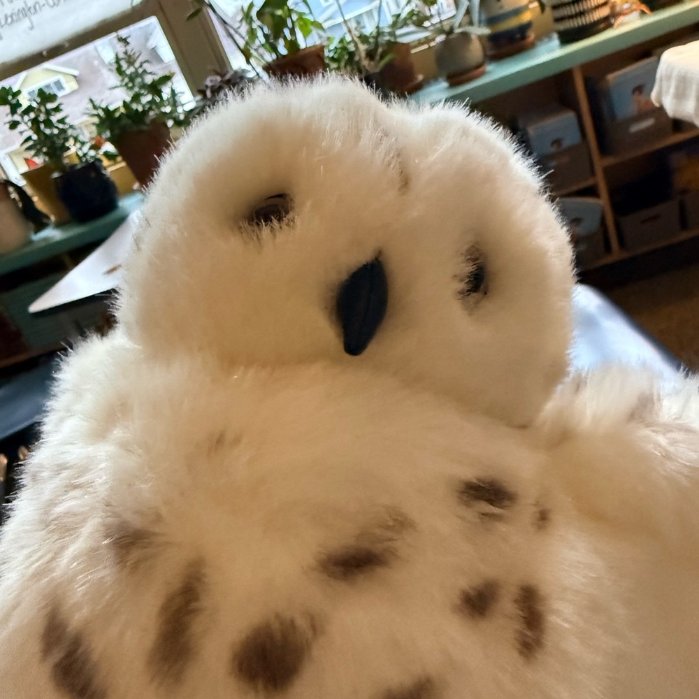 Folkmanis Snowy Owl hand puppet w/rotating head Plush Snowy Owl Toy